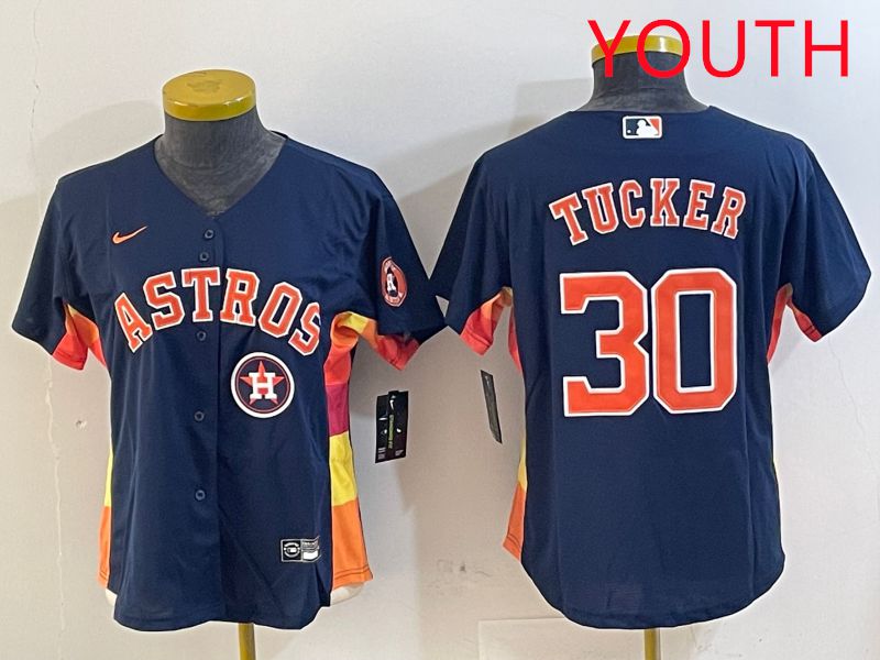 Youth Houston Astros #30 Tucker Blue City Edition 2025 Nike MLB Jersey style 5->youth mlb jersey->Youth Jersey